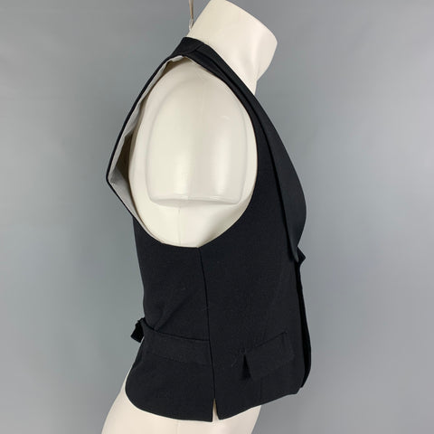 BAND OF OUTSIDERS Size 38 Black Silk Shawl Collar Vest