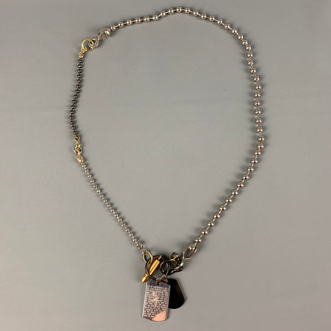 NO BRAND Silver Gold Tone Metal Dog Tags Necklace