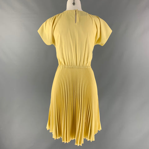 PRADA Robe plissée jaune à manches courtes taille M