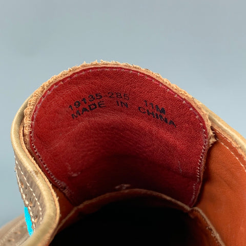 FLORSHEIM pour DUCKIE BROWN Taille 11 Taupe &amp; Aqua Chaussures à bout d'aile en cuir perforé