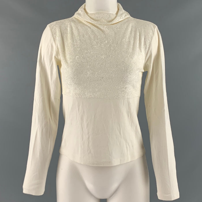 ISSEY MIYAKE Size S Cream Acetate Polyester Mock Neck Casual Top