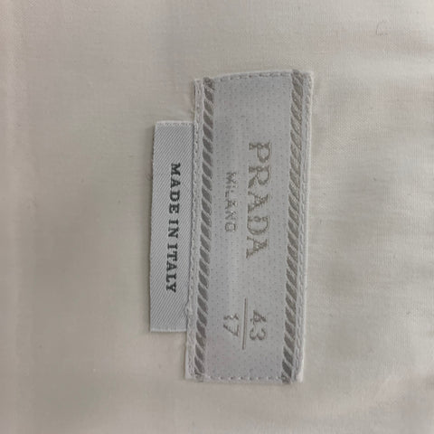 PRADA Size L White Light Blue Contrast Stitch Button Up Long Sleeve Shirt