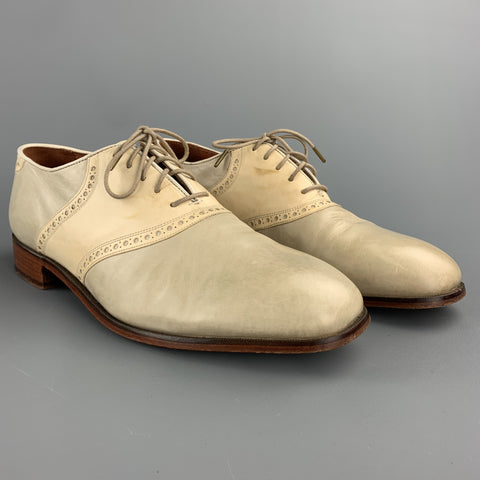 FLORSHEIM Size 11 Ivory Two Toned Leather Lace Up Shoes