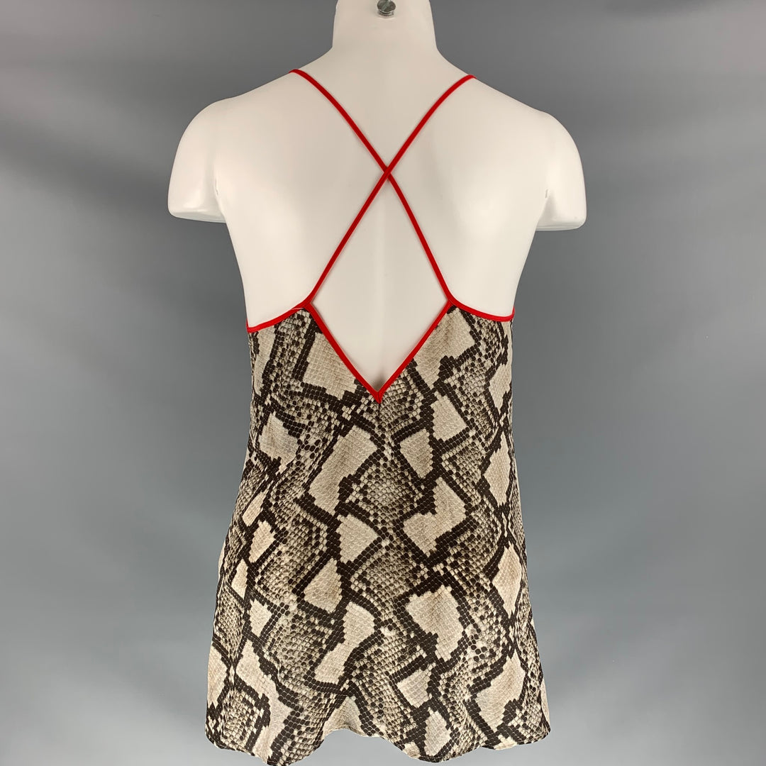 ALTUZARRA Size M Beige Silk Snake skin print Dress Top