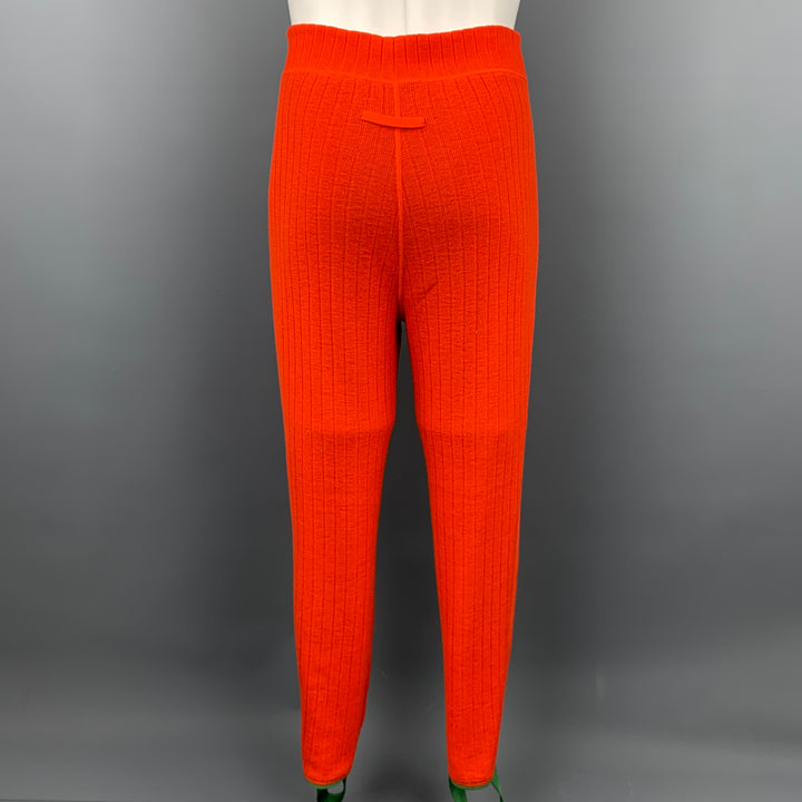 JEAN PAUL GAULTIER Talla M Pantalones deportivos reversibles de mezcla de lana texturizada verde y naranja
