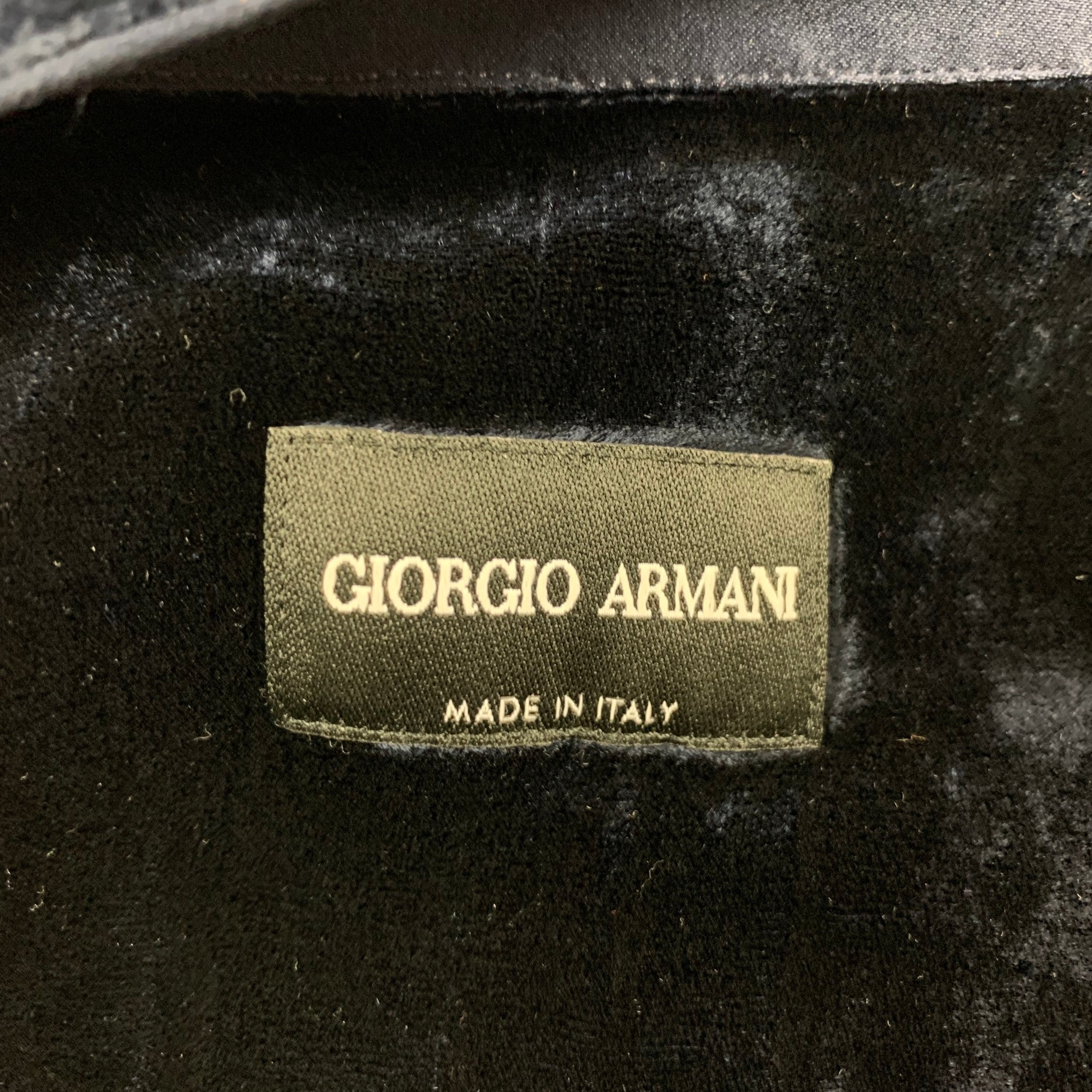 GIORGIO ARMANI Size L Midnight Blue Velvet Long Sleeve Shirt – Sui
