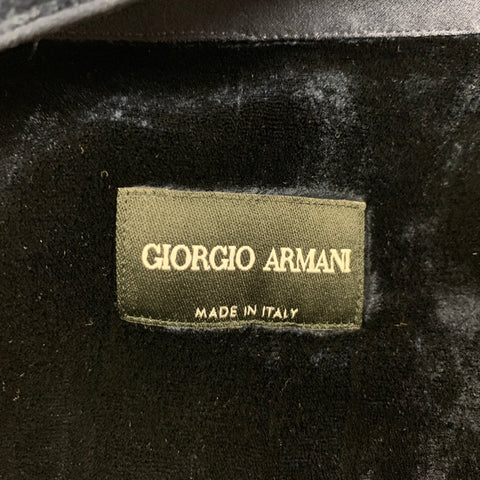 GIORGIO ARMANI Size L Midnight Blue Velvet Long Sleeve Shirt