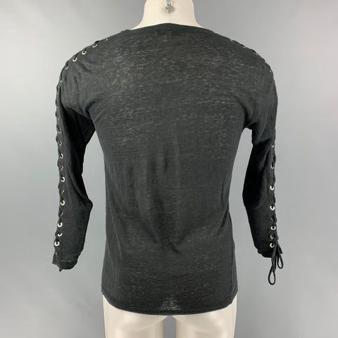 IRO Salim Size XS Black Solid Linen Long Sleeve T-shirt