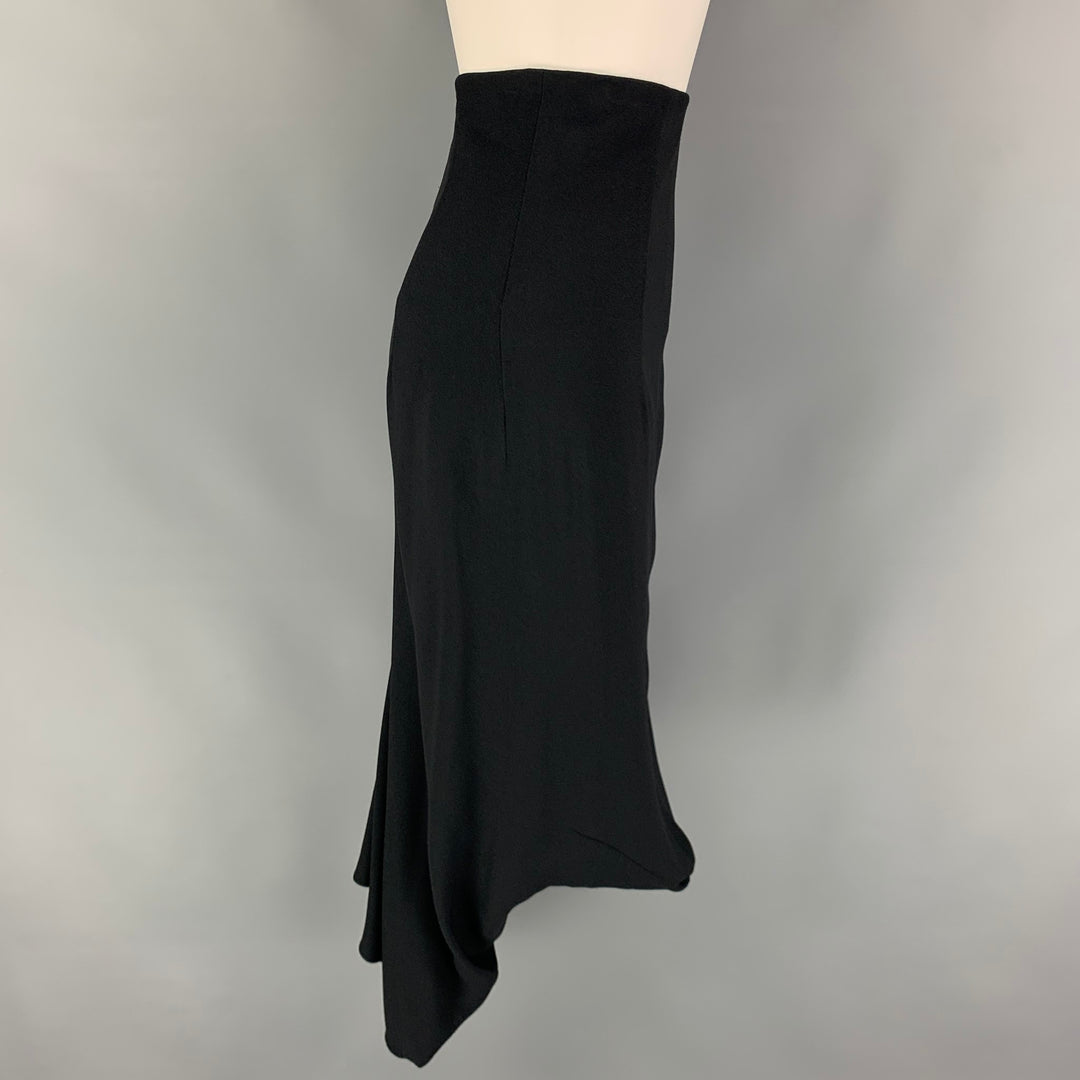 JOHN GALLIANO Size 6 Black Acetate Viscose Pencil Skirt