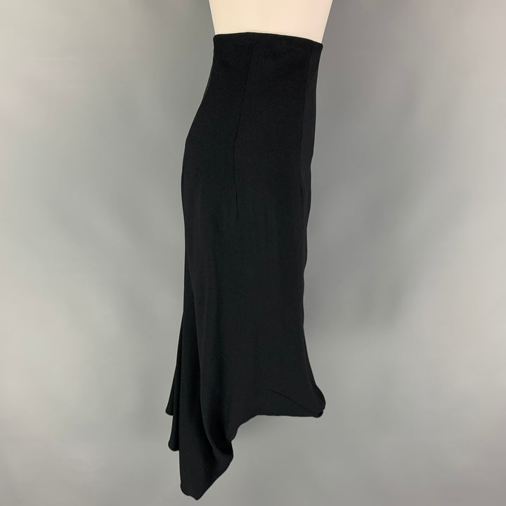 JOHN GALLIANO Size 6 Black Acetate Viscose Pencil Skirt