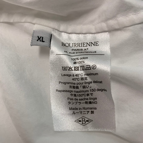 BOURRIENNE Size XL White Textured Cotton Tuxedo Long Sleeve Shirt
