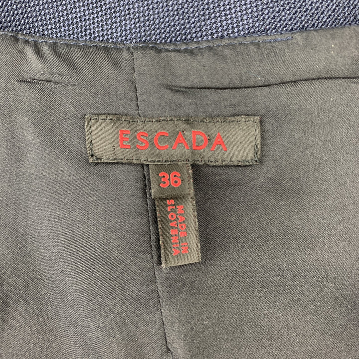 ESCADA Size 6 Navy Cotton / Silk Pencil Skirt