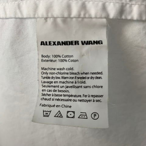 ALEXANDER WANG Camisa de manga larga con botones de algodón liso blanco talla S