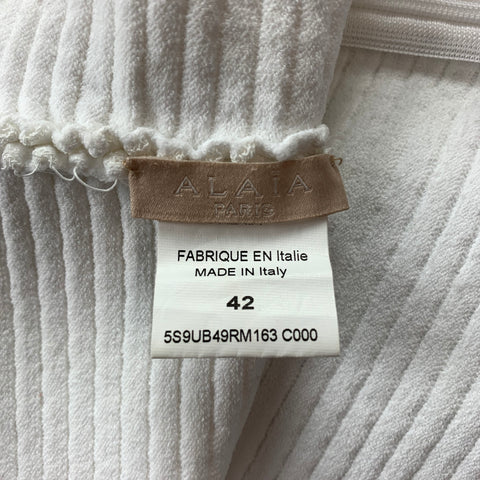 ALAIA Conjunto de falda y top sin mangas de punto texturizado blanco talla S