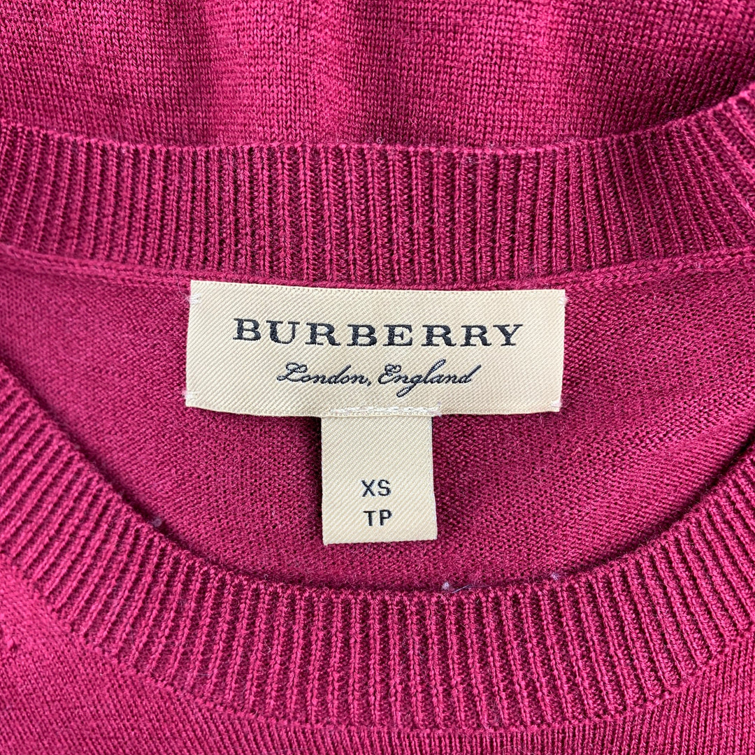 BURBERRY Size XS Burgundy Crew-Neck Pullover Sweater