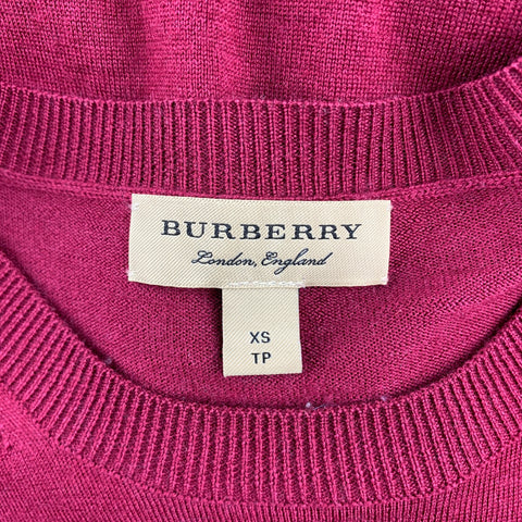 BURBERRY Talla XS Jersey color burdeos con cuello redondo