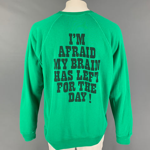 MARC JACOBS Size XL Green Black Graphic Cotton Crew-Neck Sweatshirt