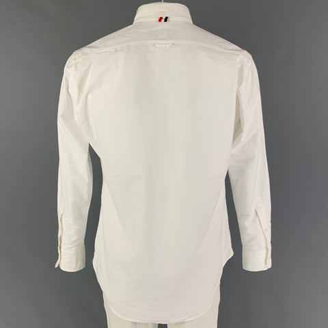 THOM BROWNE Taille XL Chemise à manches longues boutonnée en coton blanc