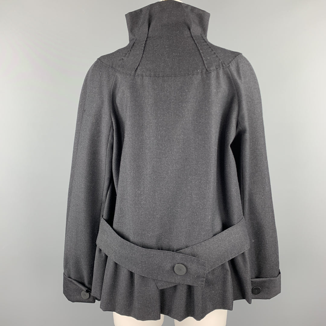 PHILOSOPHY di ALBERTA FERRETTI Size 8 Charcoal Wool High Gathered Collar Jacket