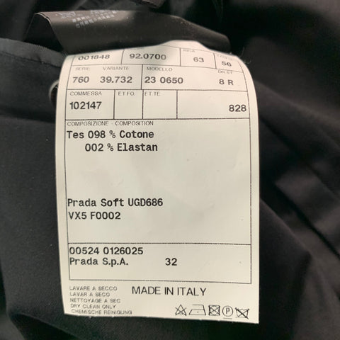 PRADA Size 46 Black Cotton  Elastane Single breasted Sport Coat
