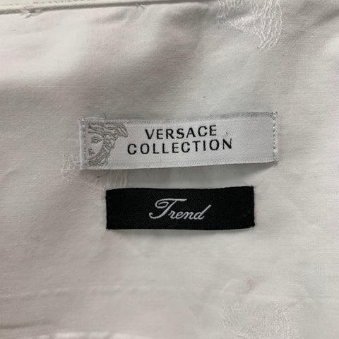 VERSACE COLLECTION Size XL White Solid Cotton Button Up Long Sleeve Shirt