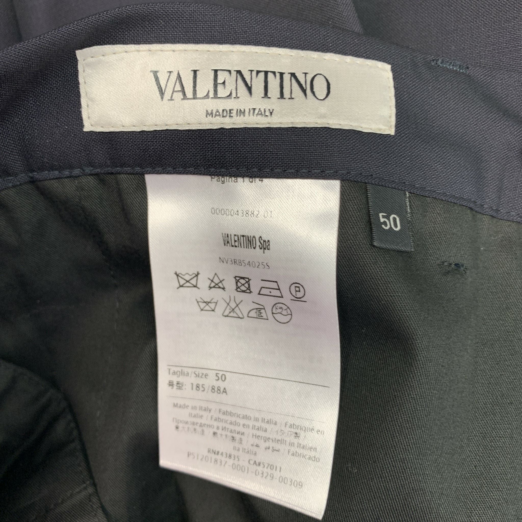 Valentino Navy Mohair & Wool Trousers