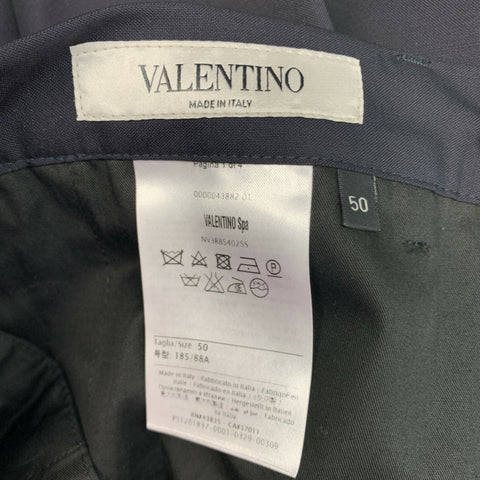 VALENTINO Size 34 Navy Solid Wool Mohair Button Fly Dress Pants