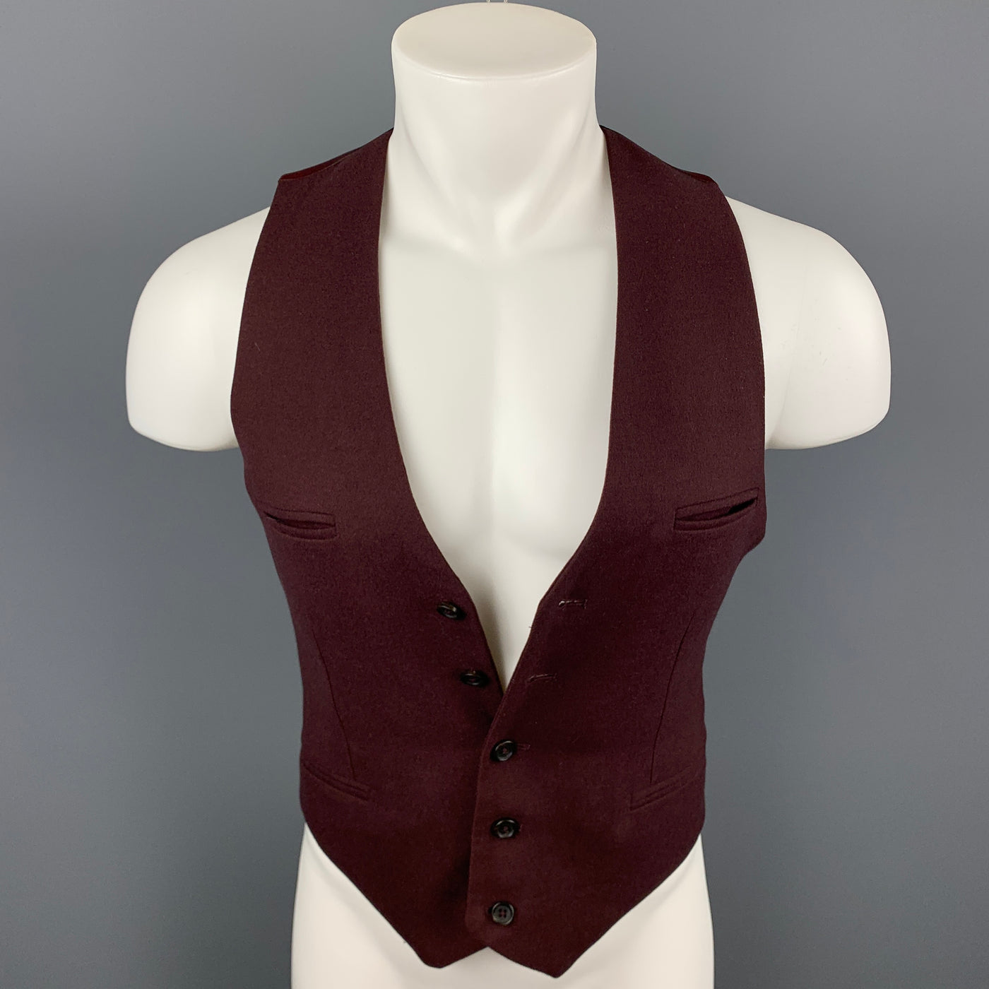 MARC by MARC JACOBS Size S Burgundy Wool Buttoned Vest