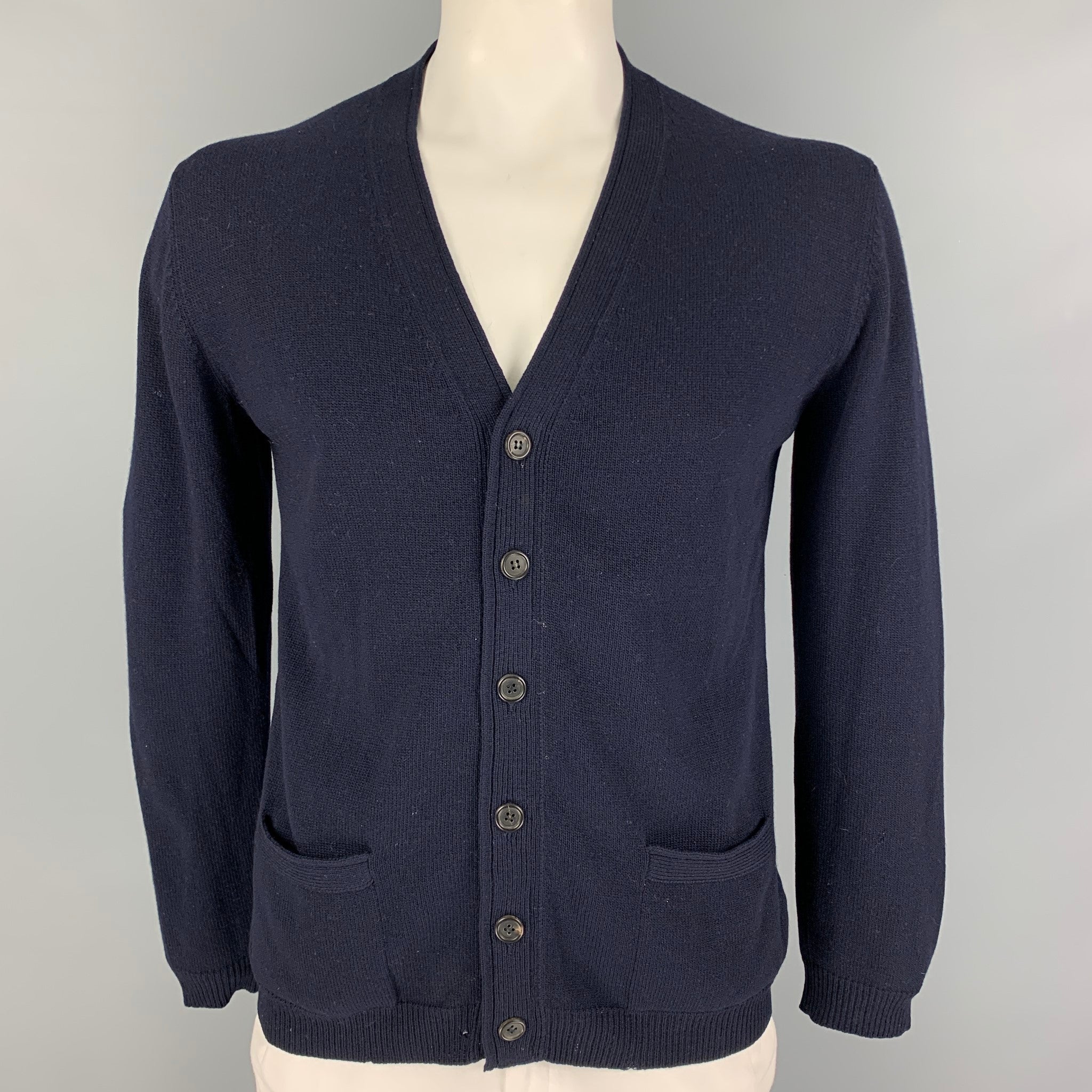 PRADA Size M Navy Wool Cashmere Buttoned Cardigan – Sui Generis