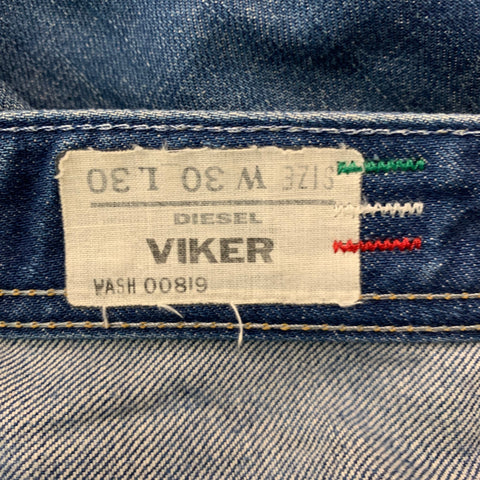 DIESEL Size 30 Blue Washed Cotton Button Fly Jeans