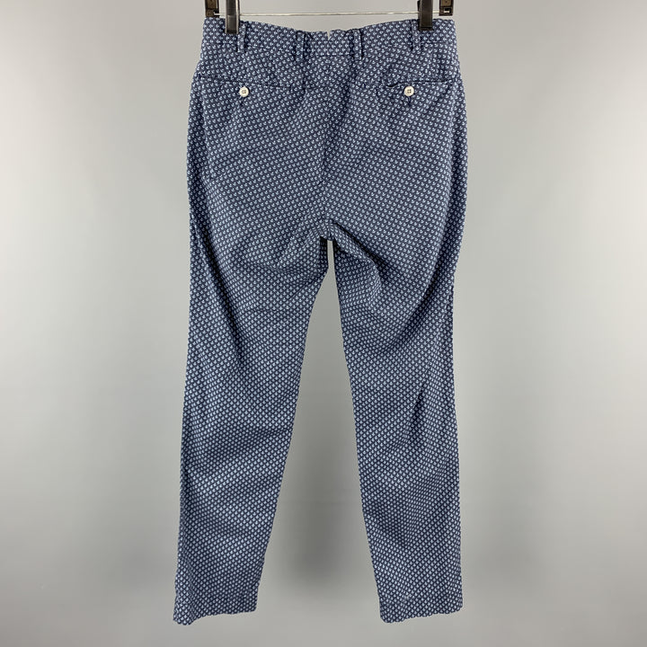 RALPH LAUREN Taille 28 Pantalon décontracté en coton imprimé ancre marine avec braguette zippée