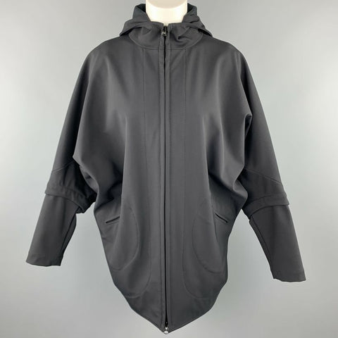 ZERO + MARIA CORNEJO Size 4 Black Nylon Blend Batwing Hooded Jacket