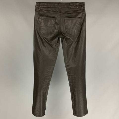 COTELAC Size 0 Brown Coated Canvas Straight Casual Pants
