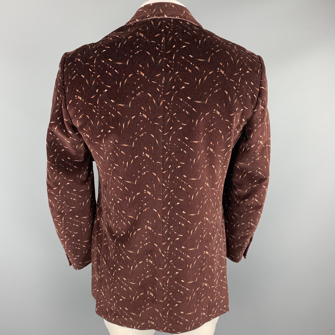 ALFRED DUNHILL Size 40 Regular Burgundy Print Cotton Velvet Sport Coat