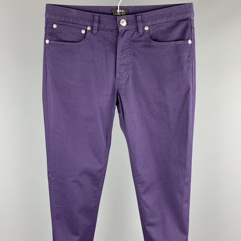 A.P.C. Size 28 Purple Cotton Jean Cut Casual Pants