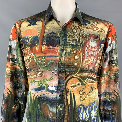 DRIES VAN NOTEN Size XL Multi-Color Print Cotton Button Up Long Sleeve Shirt