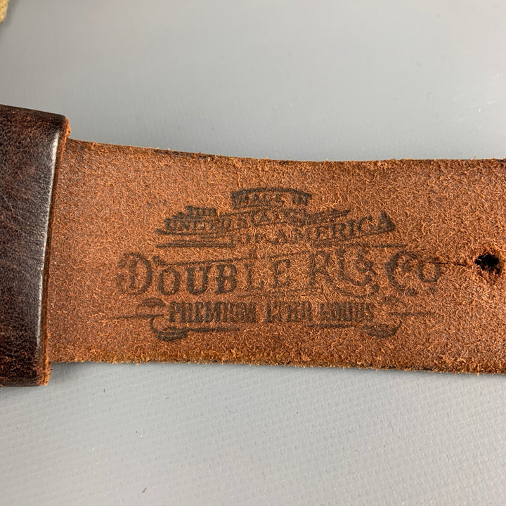 RRL by RALPH LAUREN Size 34 Brown Khaki Studded Leather Canvas Belt