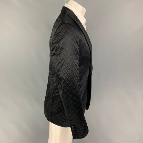 GIORGIO ARMANI Size 38 Black Textured Polyester Blend Sport Coat