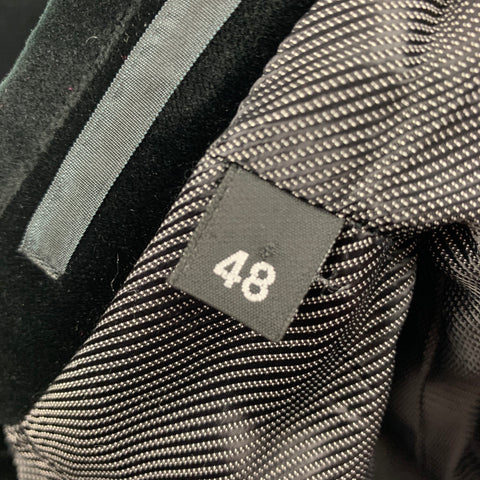 ARMANI COLLEZIONI Size 48 Long Black Velvet Cotton Viscose Sport Coat