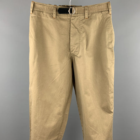 PAUL SMITH Size 32 Olive Cotton Zip Fly Belted Casual Pants