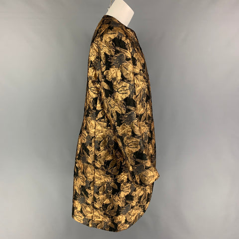 URBAN ZEN Size XS Gold Black Jacquard Metallic Collarless Coat