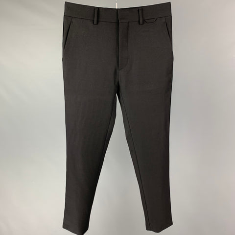 PRADA Size 32 Black Wool Tuxedo Dress Pants