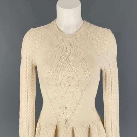 Vintage RONNY KOBO Tamaño XS Crema Viscosa Mezcla Texturizada Suéter Acampanado