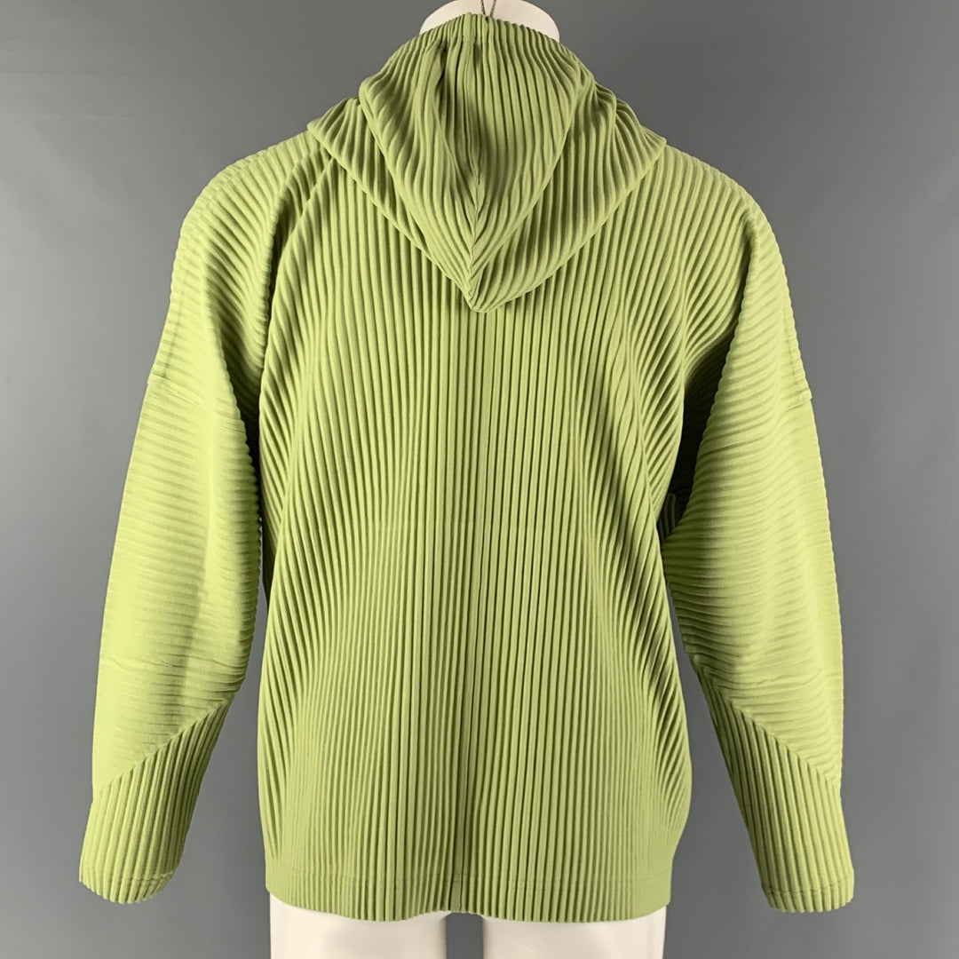 ISSEY MIYAKE HOMME PLISSE Size M Green Chartreuse Pleated Polyester Hooded Pullover