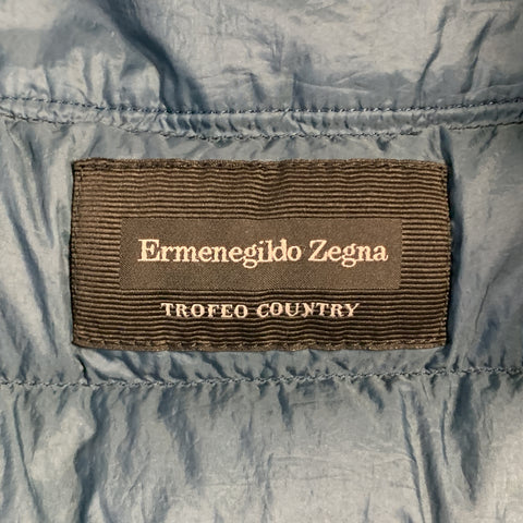 ERMENEGILDO ZEGNA Size 50 Blue Coated Wool Detachable Liner Jacket