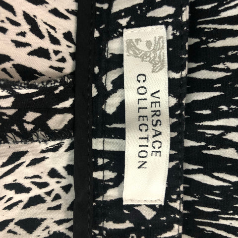 VERSACE COLLECTION Size 4 Black & White Cotton Blend Abstract Casual Pants