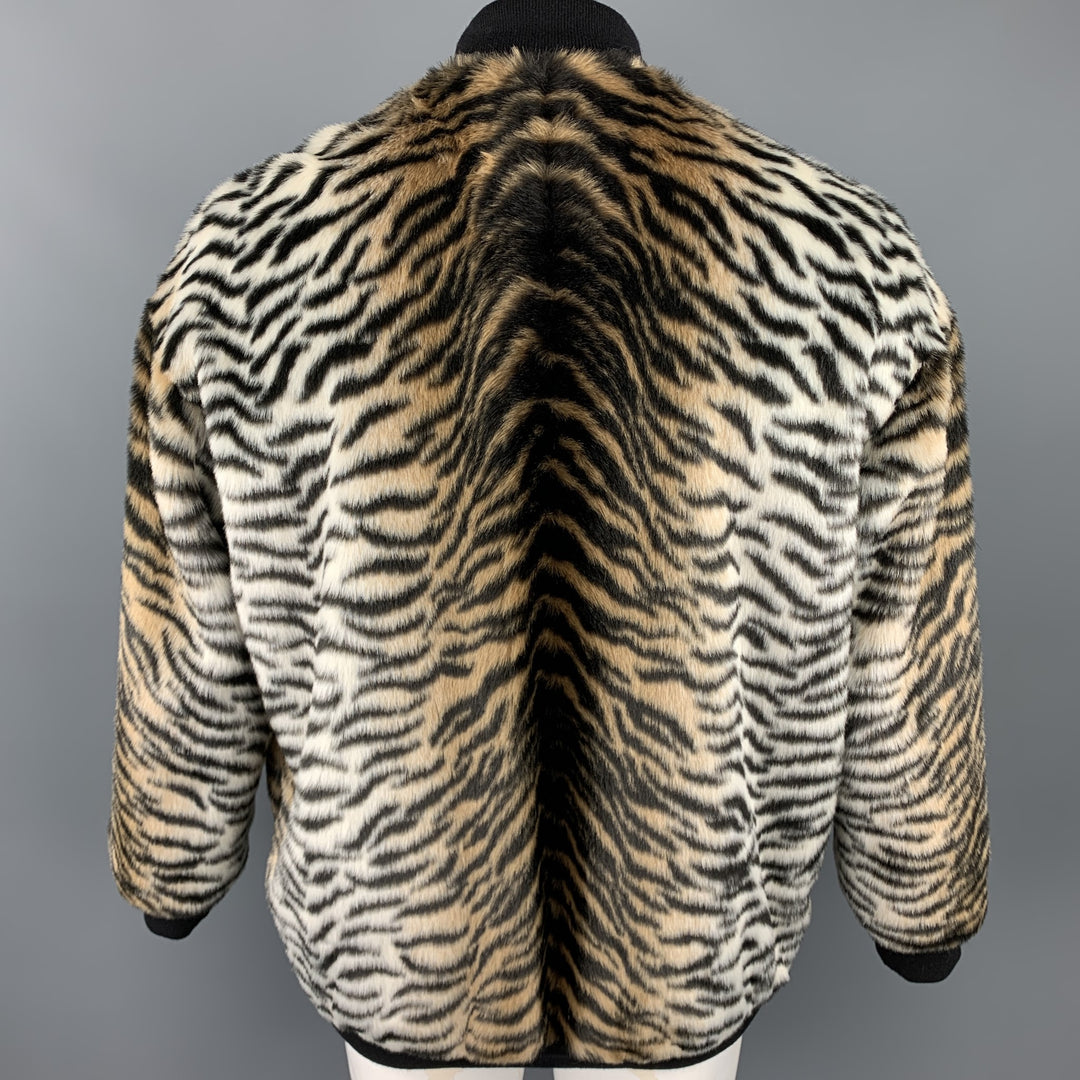 STELLA McCARTNEY Size S Black & Tan Tiger Faux Fur Jacket