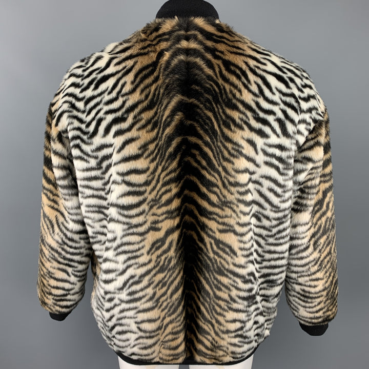 STELLA McCARTNEY Size S Black & Tan Tiger Faux Fur Jacket