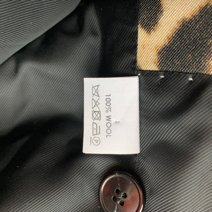 DRIES VAN NOTEN S/S 20 Size 36 Tan & Black Animal Print Wool Zip Up Jacket