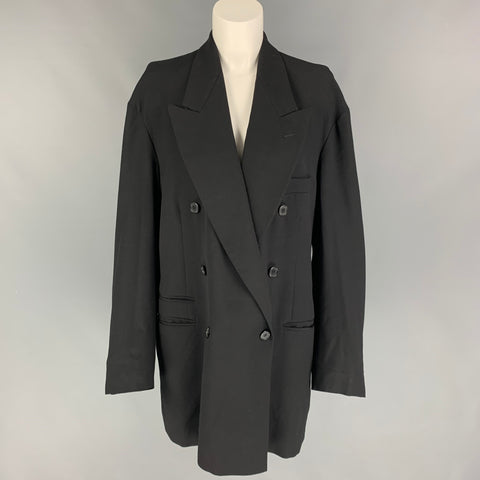 Vintage MAISON MARTIN MARGIELA FW 1997 Size 8 Black Wool Peak Lapel Tucked Sleeves Jacket